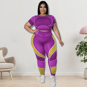 Womens Miecin Plus Size Two-Tone Tracksuit