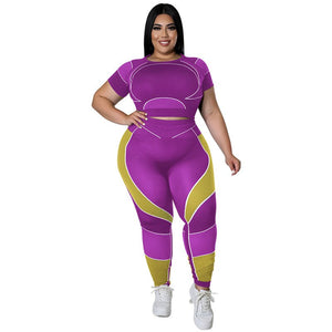 Womens Miecin Plus Size Two-Tone Tracksuit