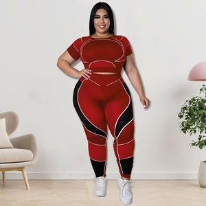 Womens Miecin Plus Size Two-Tone Tracksuit