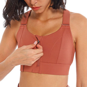 Women's Miecin Adjustable Strap Sports Bra with Front Zipper