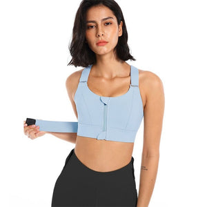 Women's Miecin Adjustable Strap Sports Bra with Front Zipper