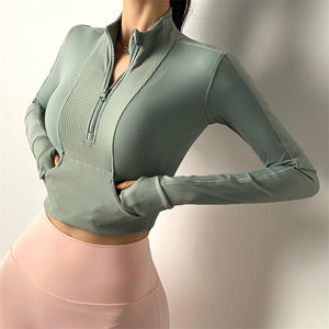 Women's Miecin Yoga Jacket with High Collar and Half Zipper